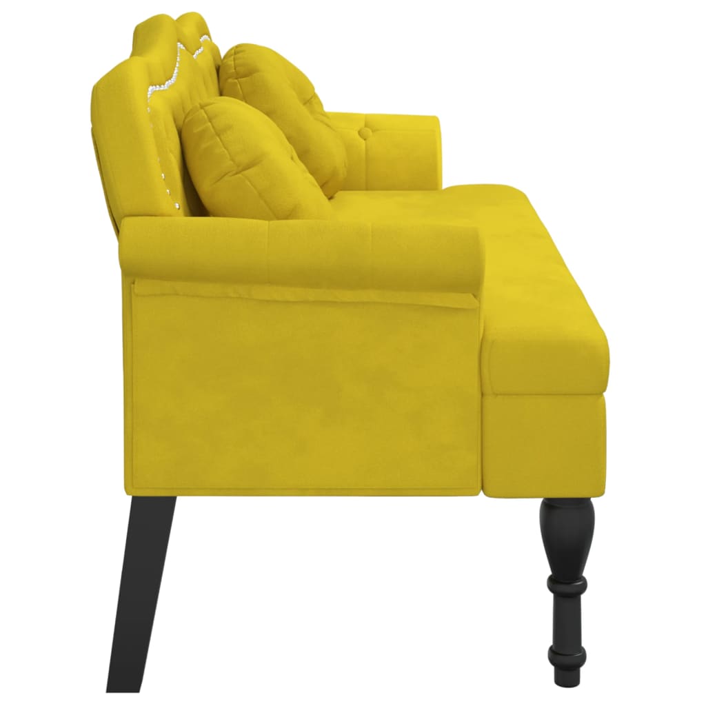 Bankje met kussens 120,5x65x75 cm fluweel geel is nu te koop bij PeponiXL, paradijselijk wonen!