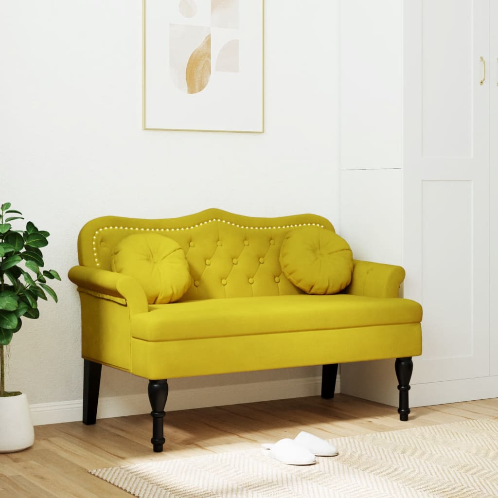 Bankje met kussens 120,5x65x75 cm fluweel geel is nu te koop bij PeponiXL, paradijselijk wonen!