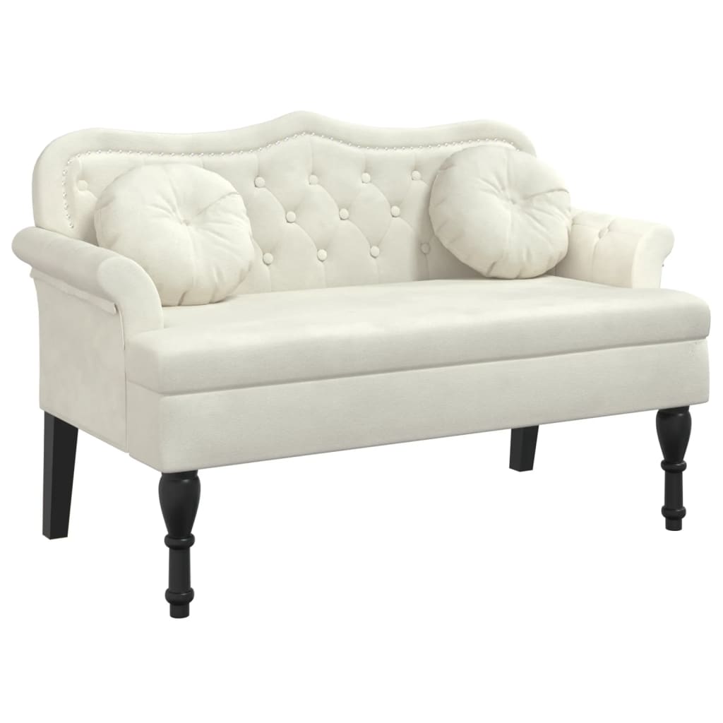 Bankje met kussens 120,5x65x75 cm fluweel crèmekleurig is nu te koop bij PeponiXL, paradijselijk wonen!