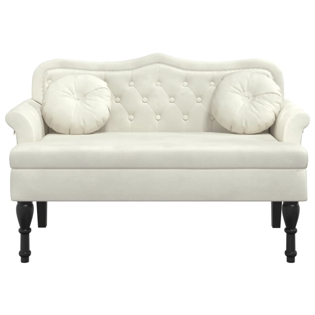 Bankje met kussens 120,5x65x75 cm fluweel crèmekleurig is nu te koop bij PeponiXL, paradijselijk wonen!