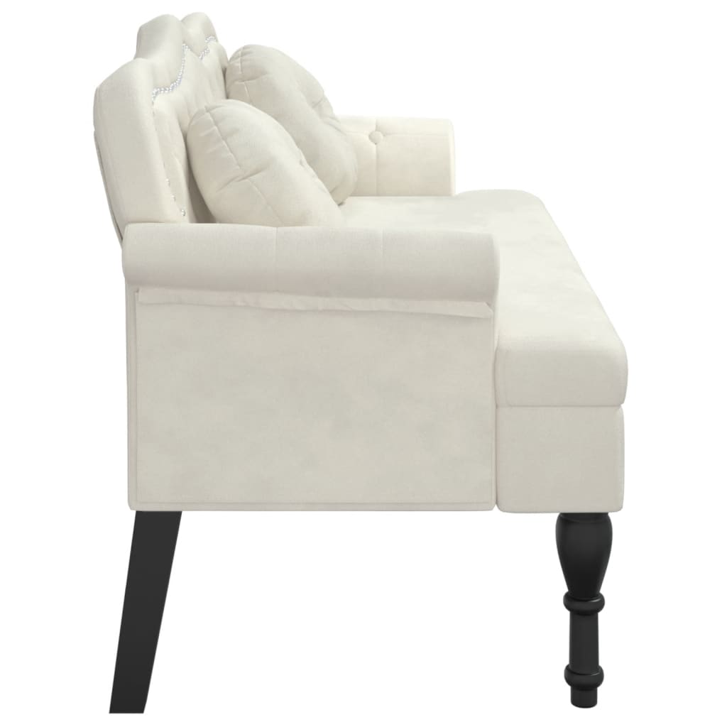 Bankje met kussens 120,5x65x75 cm fluweel crèmekleurig is nu te koop bij PeponiXL, paradijselijk wonen!