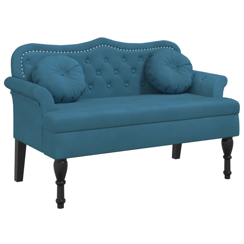 Bankje met kussens 120,5x65x75 cm fluweel blauw is nu te koop bij PeponiXL, paradijselijk wonen!