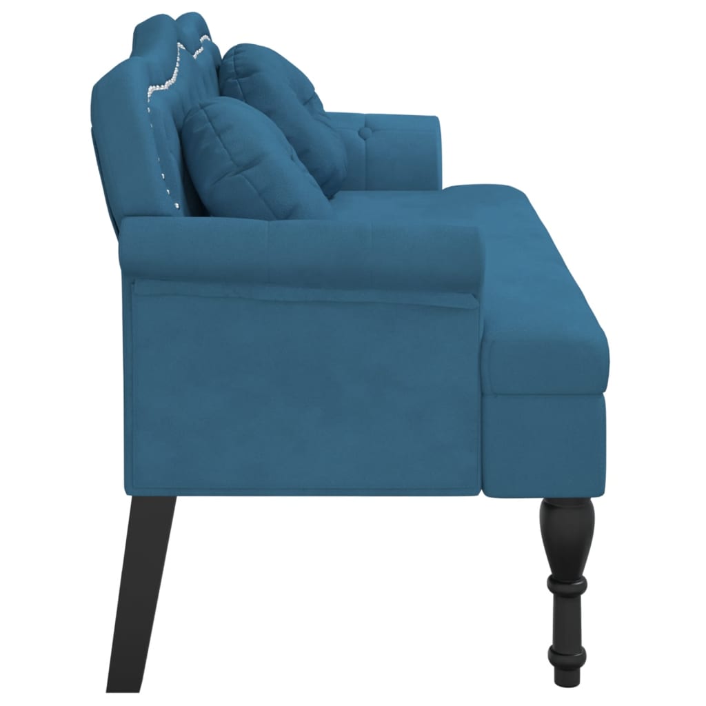 Bankje met kussens 120,5x65x75 cm fluweel blauw is nu te koop bij PeponiXL, paradijselijk wonen!
