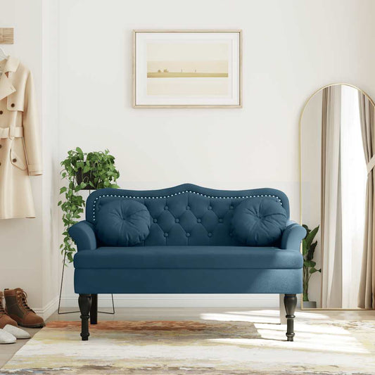 Bankje met kussens 120,5x65x75 cm fluweel blauw is nu te koop bij PeponiXL, paradijselijk wonen!