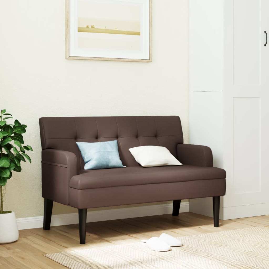 Bankje met rugleuning 112x65,5x75 cm kunstleer bruin is nu te koop bij PeponiXL, paradijselijk wonen!