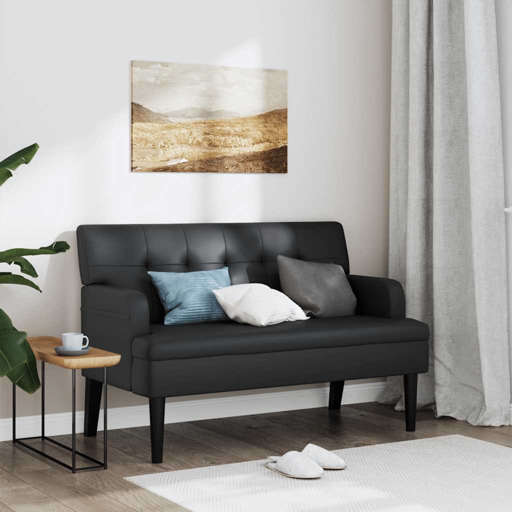 Bank met rugleuning zwart 112x65,5x75 cm kunstleer is nu te koop bij PeponiXL, paradijselijk wonen!