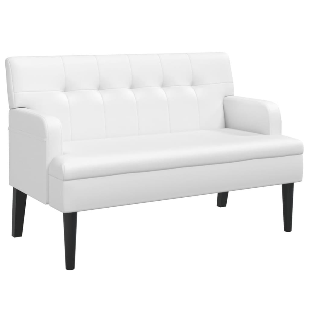 Bankje met rugleuning 112x65,5x75 cm kunstleer wit is nu te koop bij PeponiXL, paradijselijk wonen!
