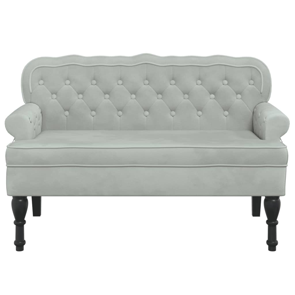 Bankje met rugleuning 119,5x64,5x75 cm fluweel lichtgrijs is nu te koop bij PeponiXL, paradijselijk wonen!