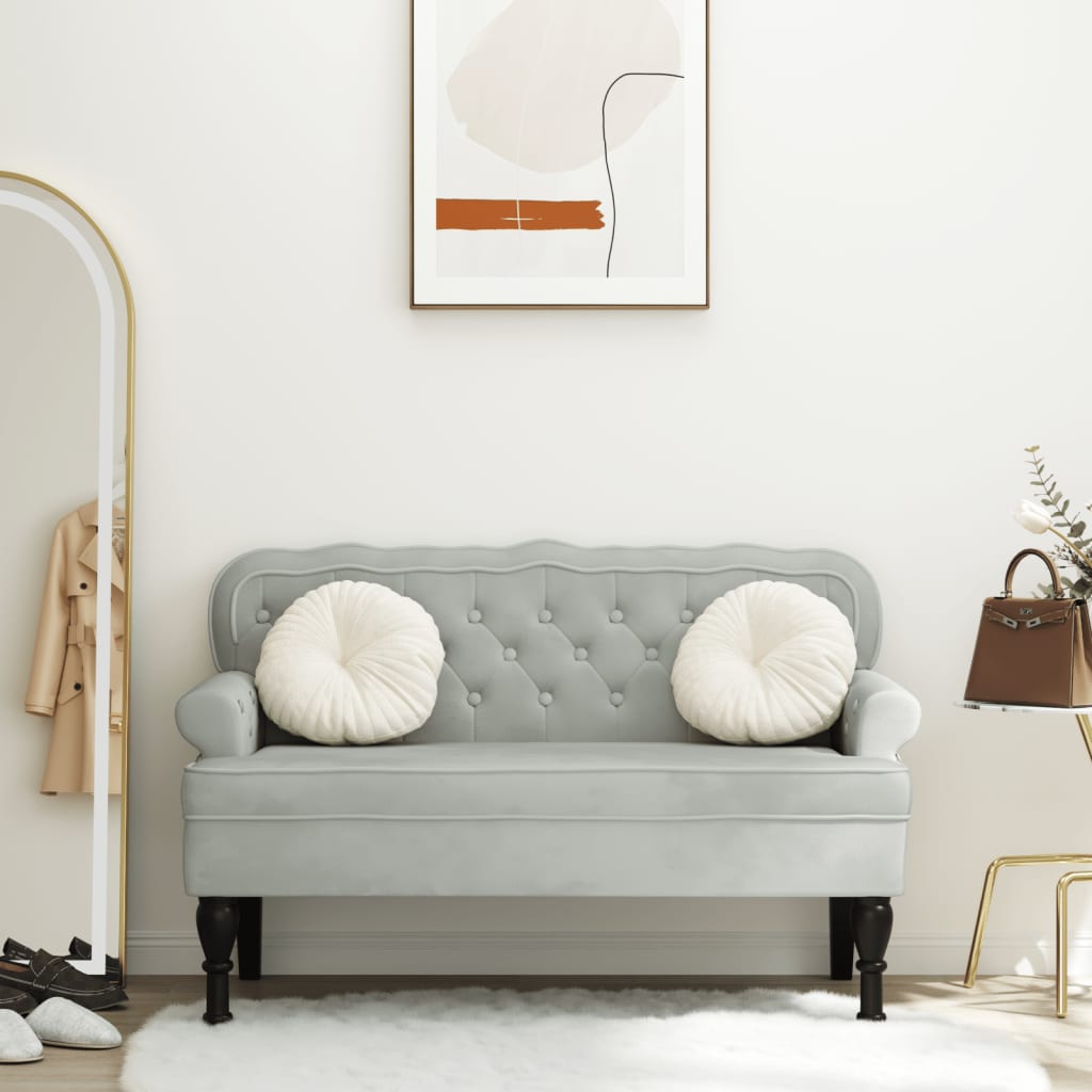 Bankje met rugleuning 119,5x64,5x75 cm fluweel lichtgrijs is nu te koop bij PeponiXL, paradijselijk wonen!