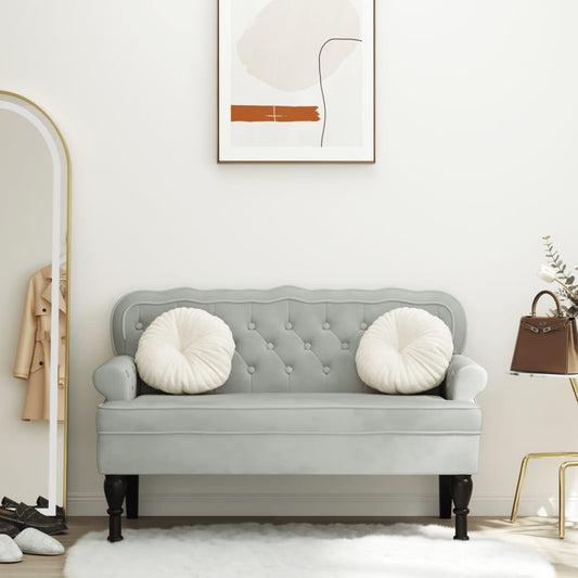 Bankje met rugleuning 119,5x64,5x75 cm fluweel lichtgrijs is nu te koop bij PeponiXL, paradijselijk wonen!