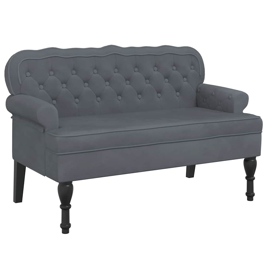 Bankje met rugleuning 119,5x64,5x75 cm fluweel donkergrijs is nu te koop bij PeponiXL, paradijselijk wonen!
