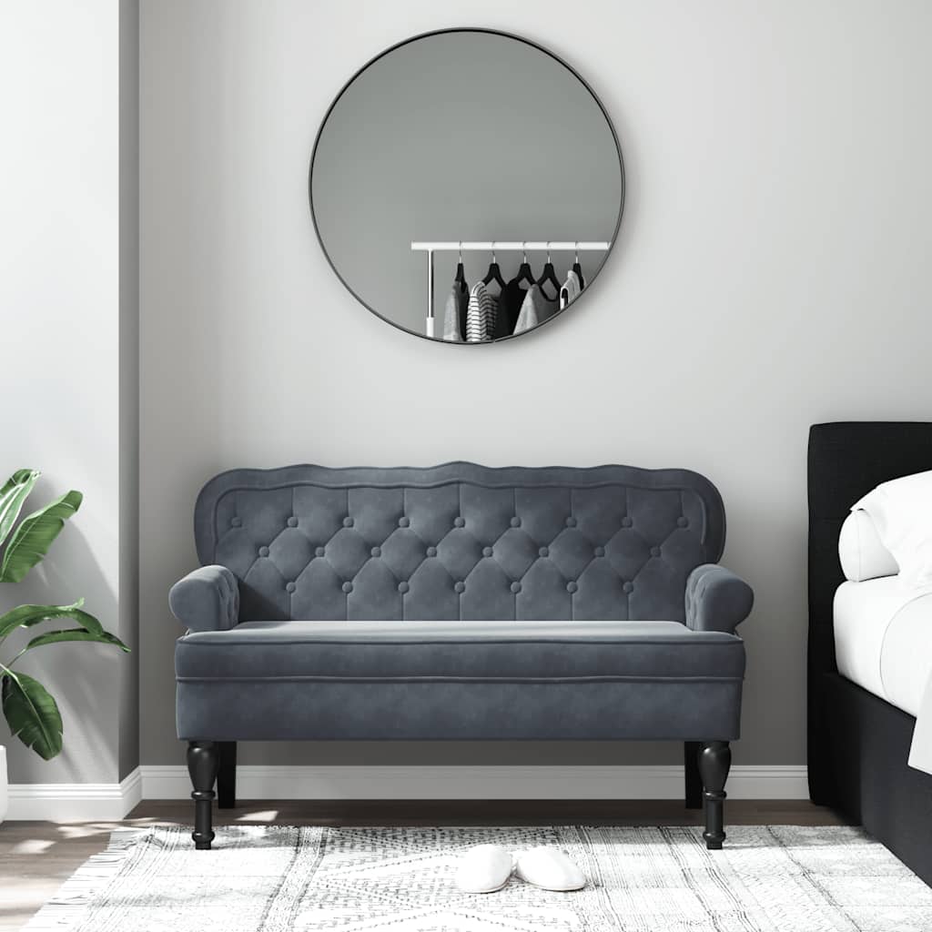 Bankje met rugleuning 119,5x64,5x75 cm fluweel donkergrijs is nu te koop bij PeponiXL, paradijselijk wonen!