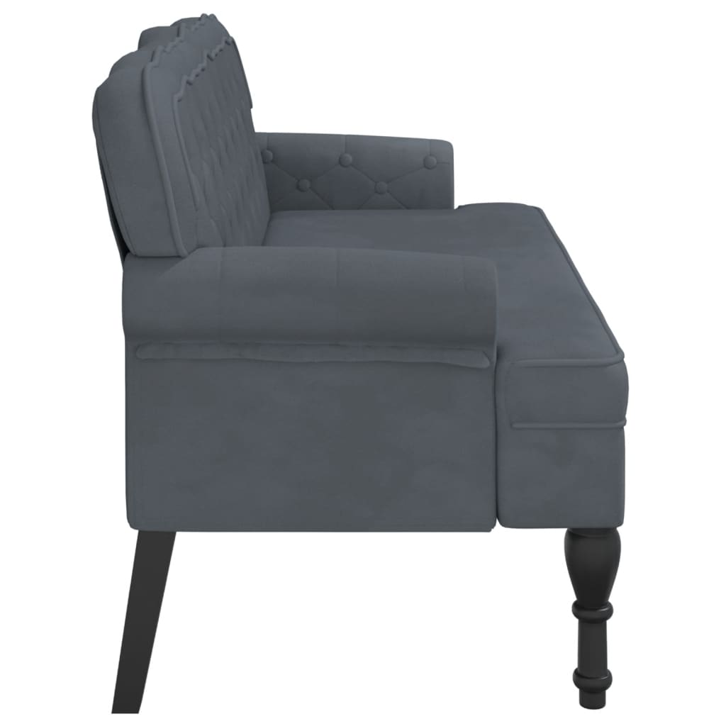 Bankje met rugleuning 119,5x64,5x75 cm fluweel donkergrijs is nu te koop bij PeponiXL, paradijselijk wonen!