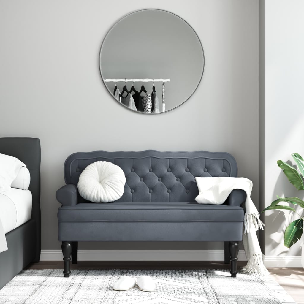 Bankje met rugleuning 119,5x64,5x75 cm fluweel donkergrijs is nu te koop bij PeponiXL, paradijselijk wonen!