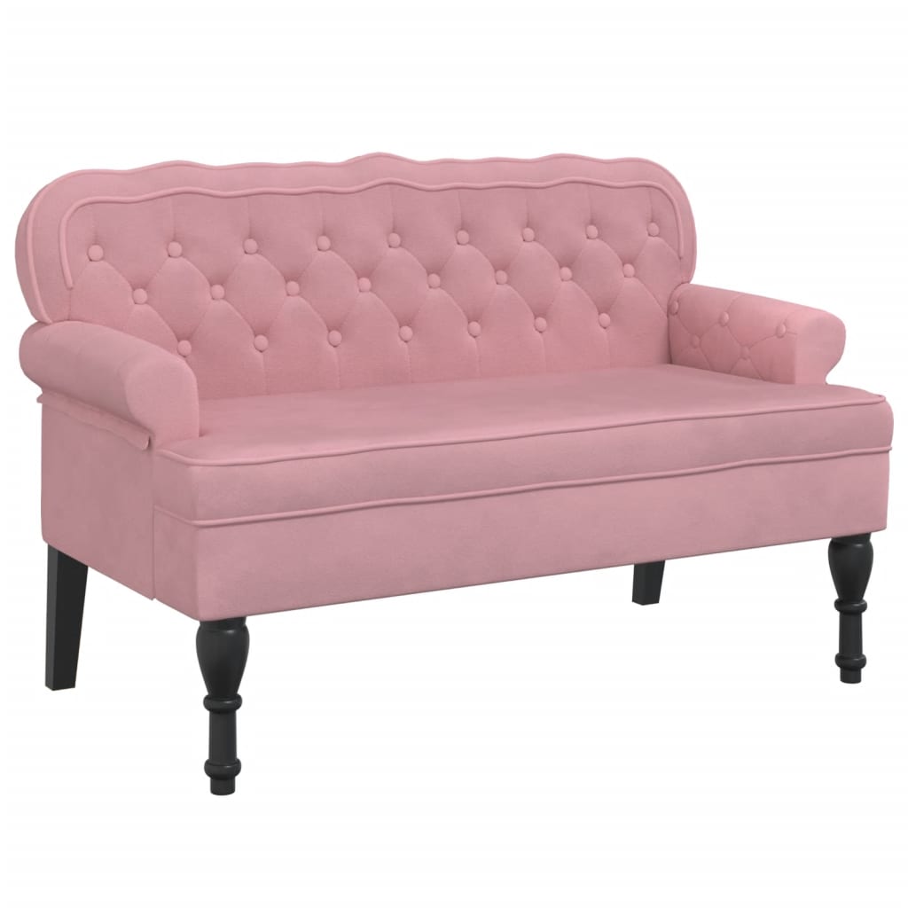 Bankje met rugleuning 119,5x64,5x75 cm fluweel roze is nu te koop bij PeponiXL, paradijselijk wonen!