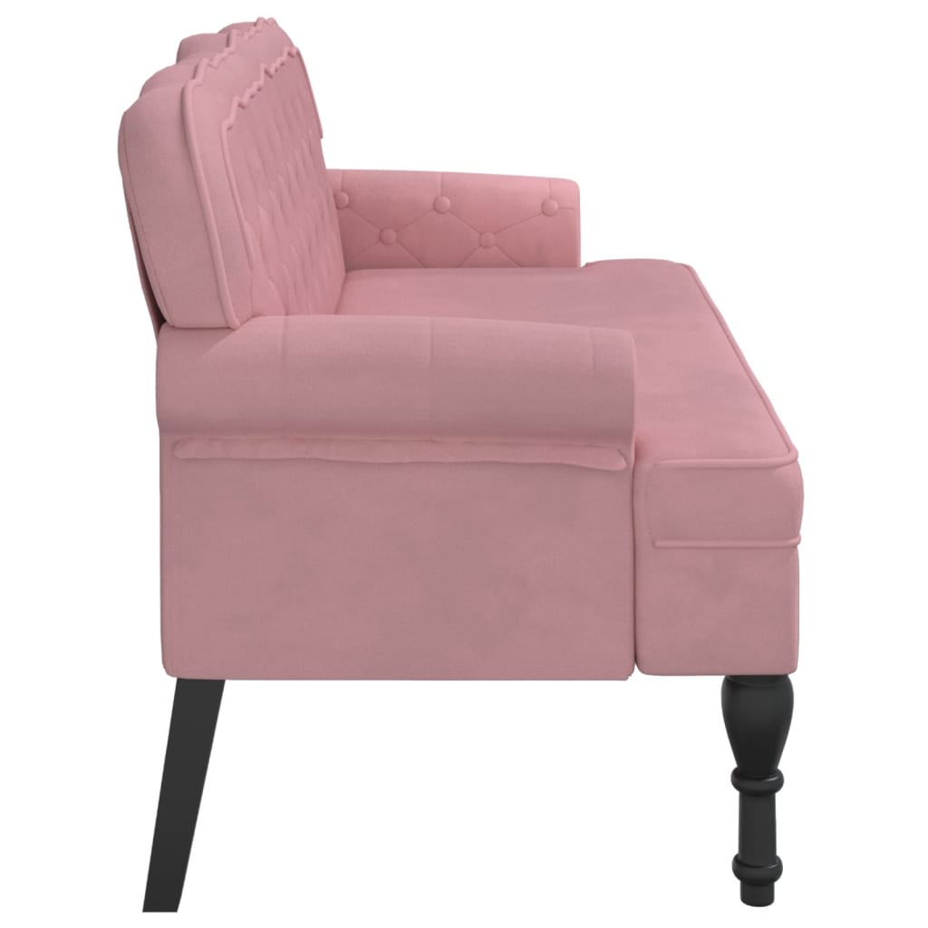 Bankje met rugleuning 119,5x64,5x75 cm fluweel roze is nu te koop bij PeponiXL, paradijselijk wonen!