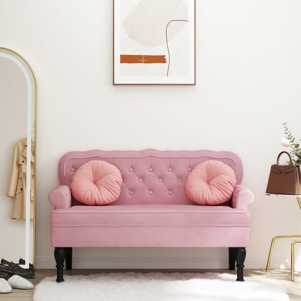 Bankje met rugleuning 119,5x64,5x75 cm fluweel roze is nu te koop bij PeponiXL, paradijselijk wonen!