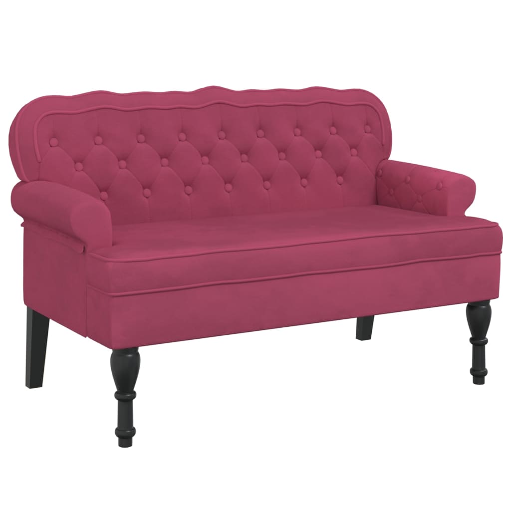 Bankje met rugleuning 119,5x64,5x75 cm fluweel wijnrood is nu te koop bij PeponiXL, paradijselijk wonen!