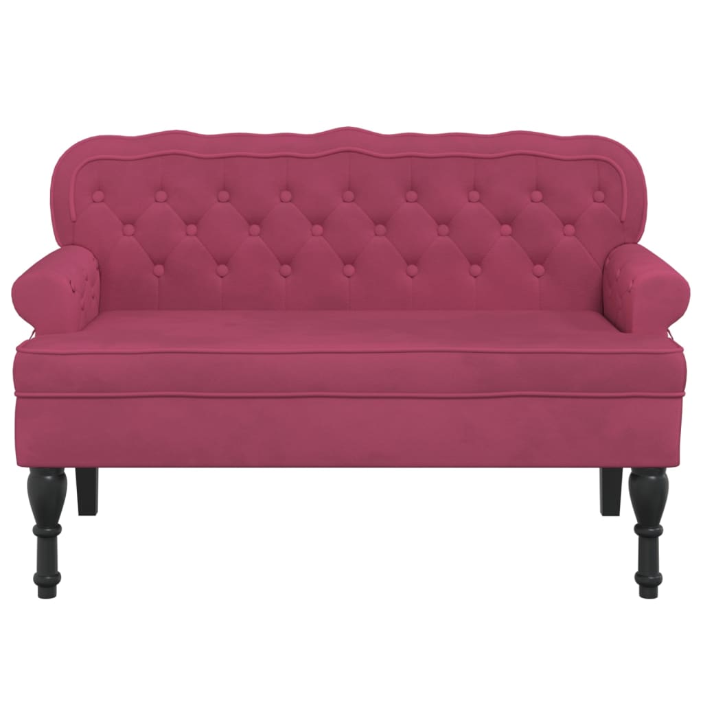 Bankje met rugleuning 119,5x64,5x75 cm fluweel wijnrood is nu te koop bij PeponiXL, paradijselijk wonen!