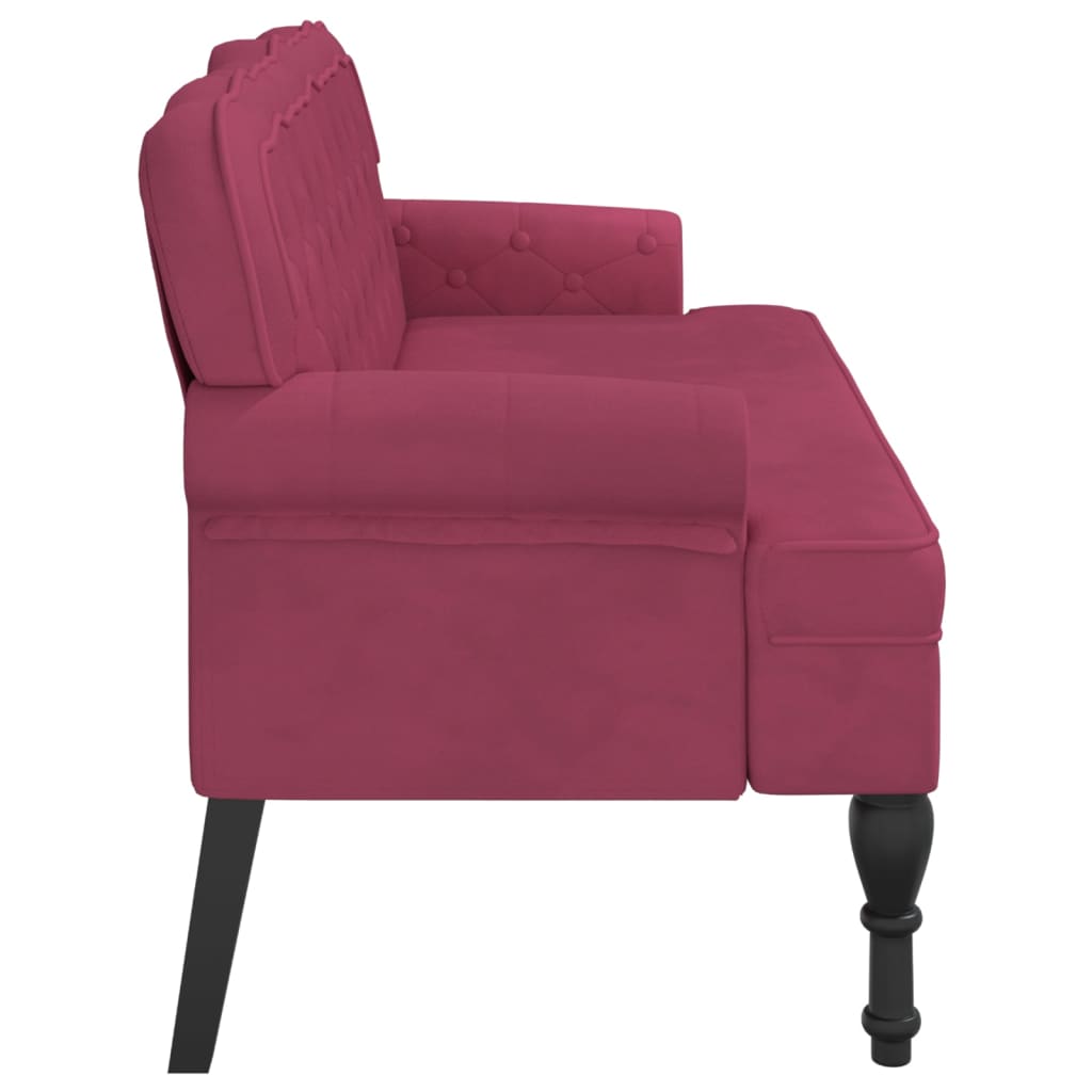Bankje met rugleuning 119,5x64,5x75 cm fluweel wijnrood is nu te koop bij PeponiXL, paradijselijk wonen!