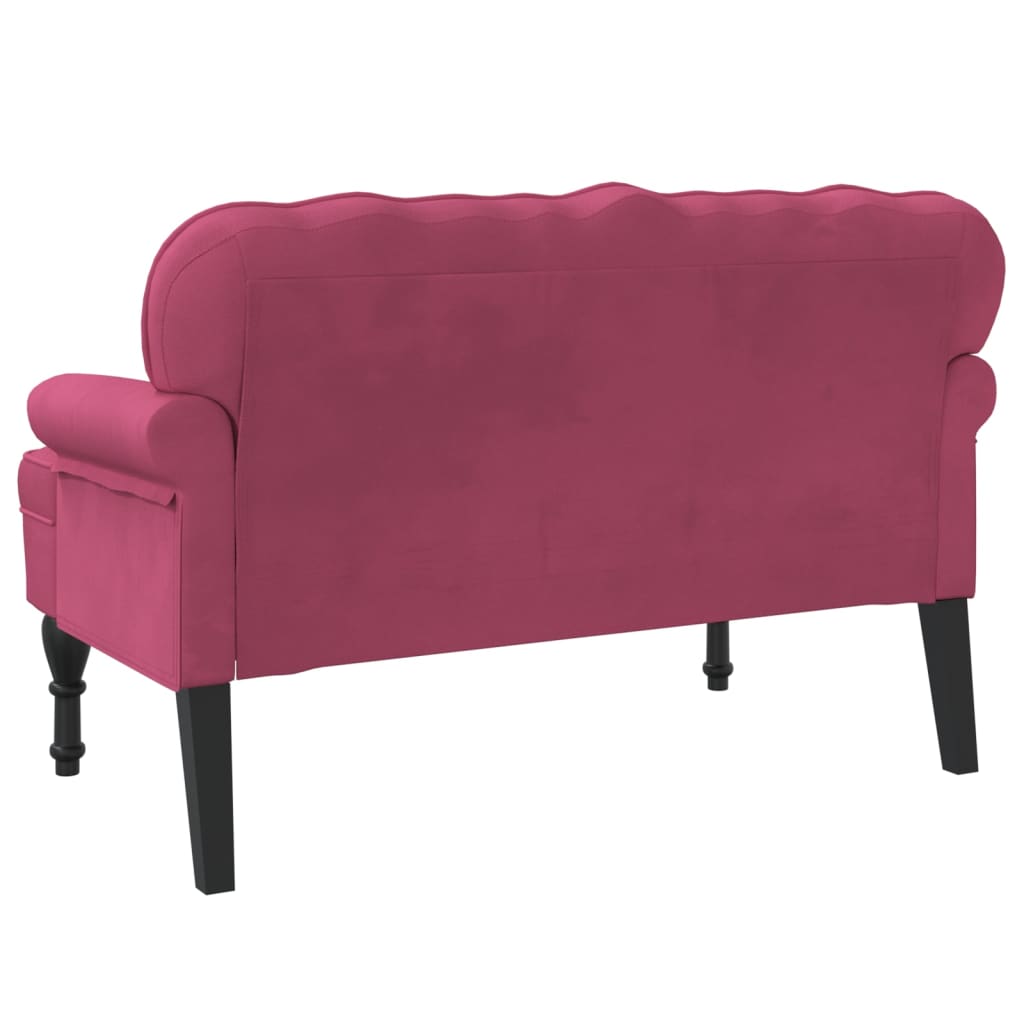 Bankje met rugleuning 119,5x64,5x75 cm fluweel wijnrood is nu te koop bij PeponiXL, paradijselijk wonen!