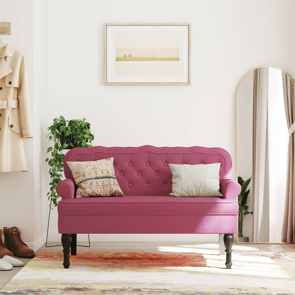 Bankje met rugleuning 119,5x64,5x75 cm fluweel wijnrood is nu te koop bij PeponiXL, paradijselijk wonen!