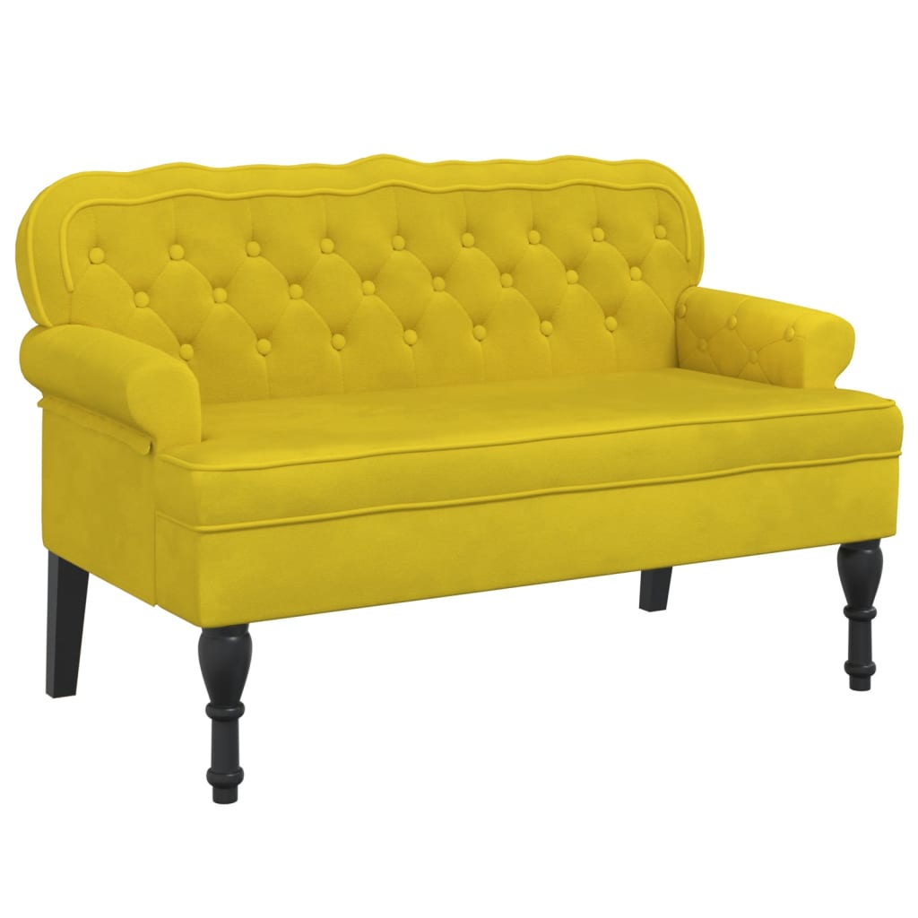 Bankje met rugleuning 119,5x64,5x75 cm fluweel geel is nu te koop bij PeponiXL, paradijselijk wonen!