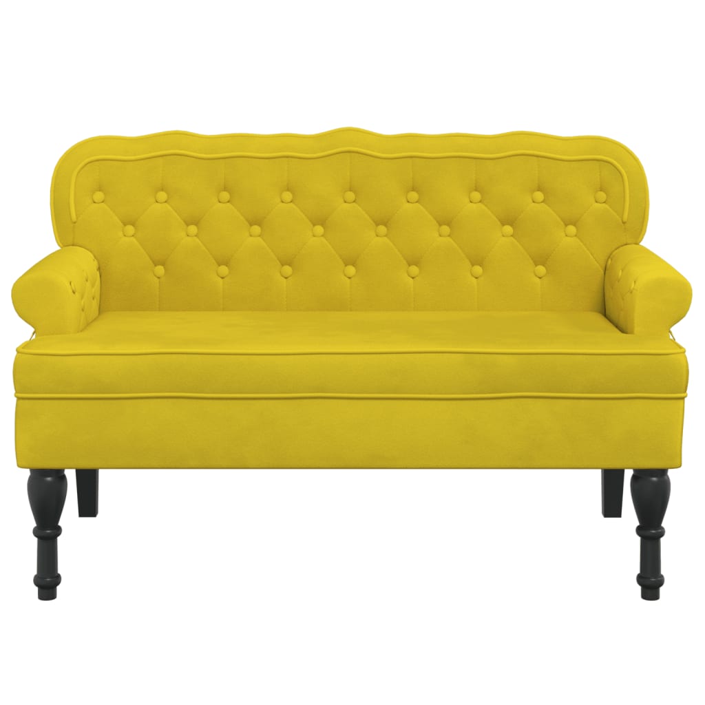 Bankje met rugleuning 119,5x64,5x75 cm fluweel geel is nu te koop bij PeponiXL, paradijselijk wonen!