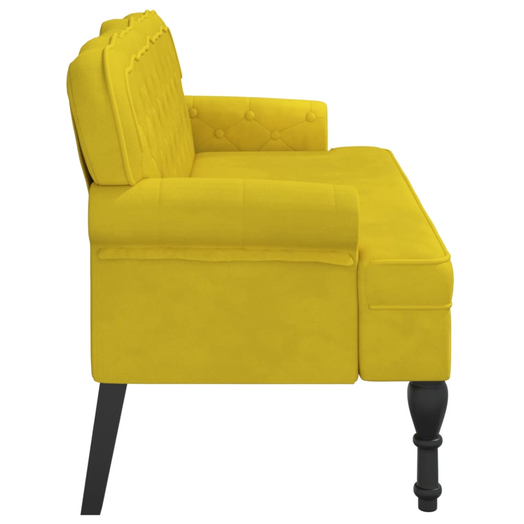 Bankje met rugleuning 119,5x64,5x75 cm fluweel geel is nu te koop bij PeponiXL, paradijselijk wonen!