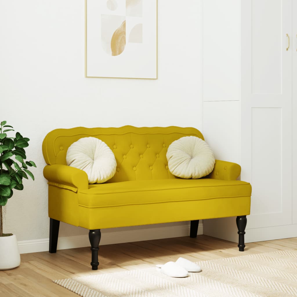 Bankje met rugleuning 119,5x64,5x75 cm fluweel geel is nu te koop bij PeponiXL, paradijselijk wonen!