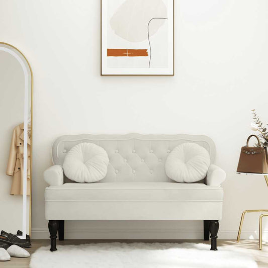 Bankje met rugleuning 119,5x64,5x75 cm fluweel crèmekleurig is nu te koop bij PeponiXL, paradijselijk wonen!