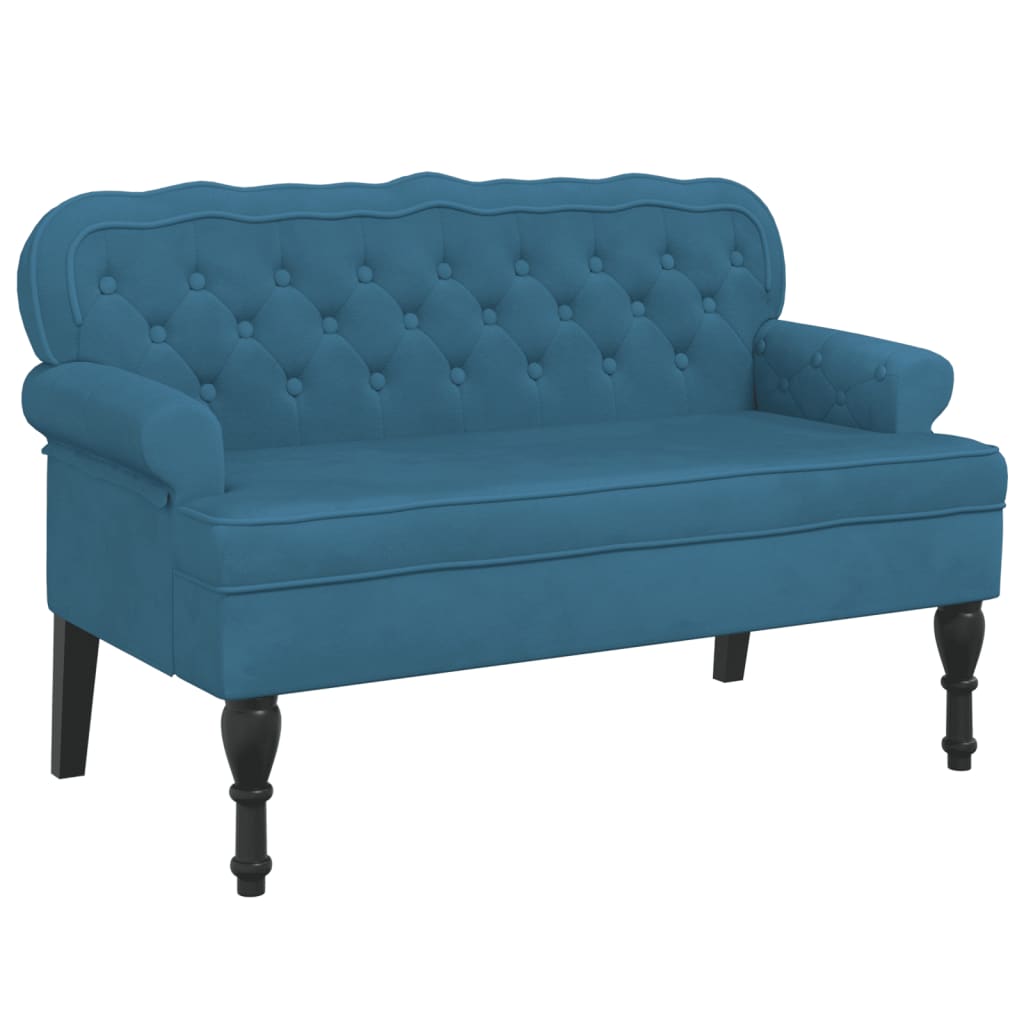 Bankje met rugleuning 119,5x64,5x75 cm fluweel blauw is nu te koop bij PeponiXL, paradijselijk wonen!