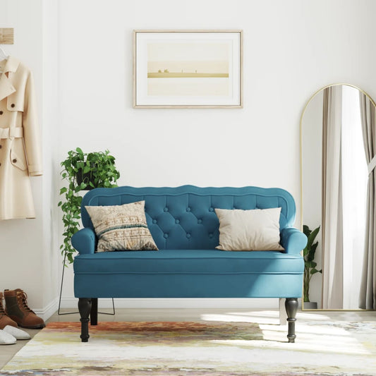 Bankje met rugleuning 119,5x64,5x75 cm fluweel blauw is nu te koop bij PeponiXL, paradijselijk wonen!