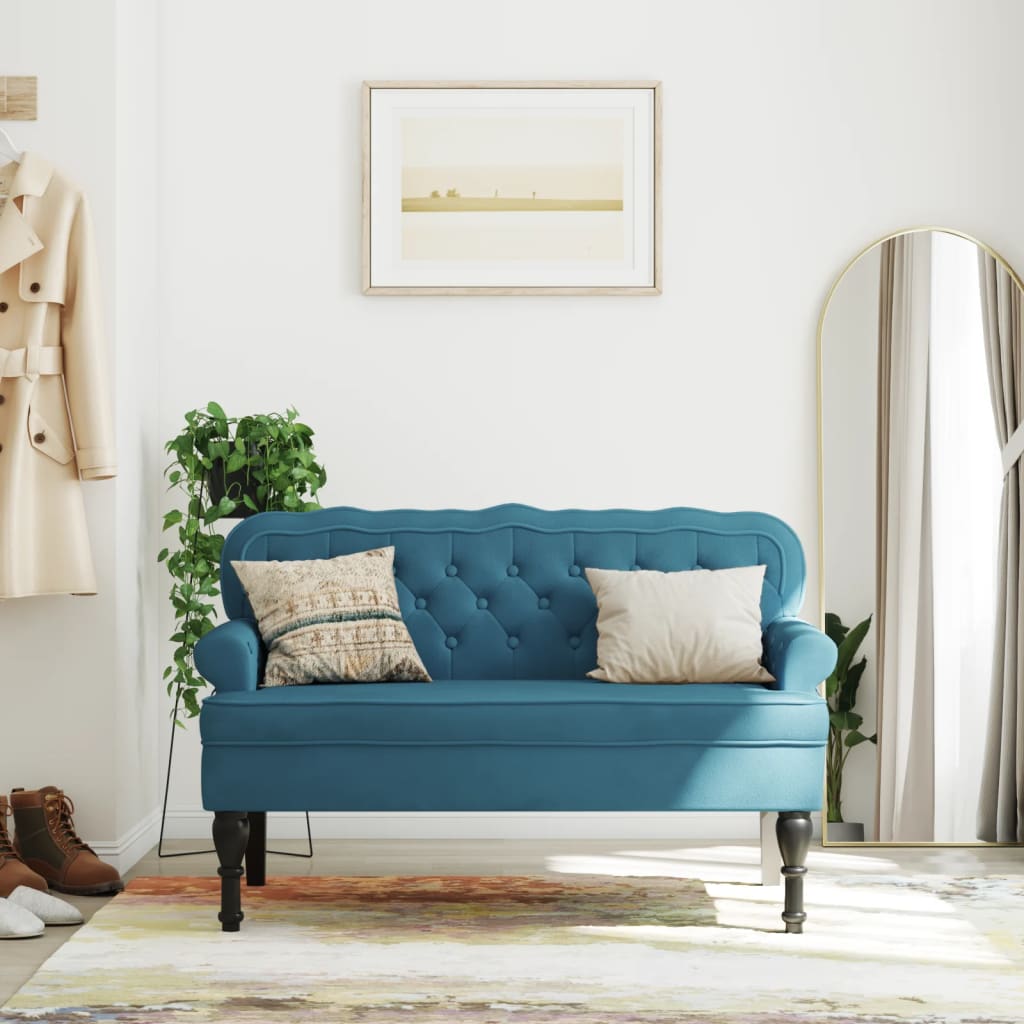 Bankje met rugleuning 119,5x64,5x75 cm fluweel blauw is nu te koop bij PeponiXL, paradijselijk wonen!