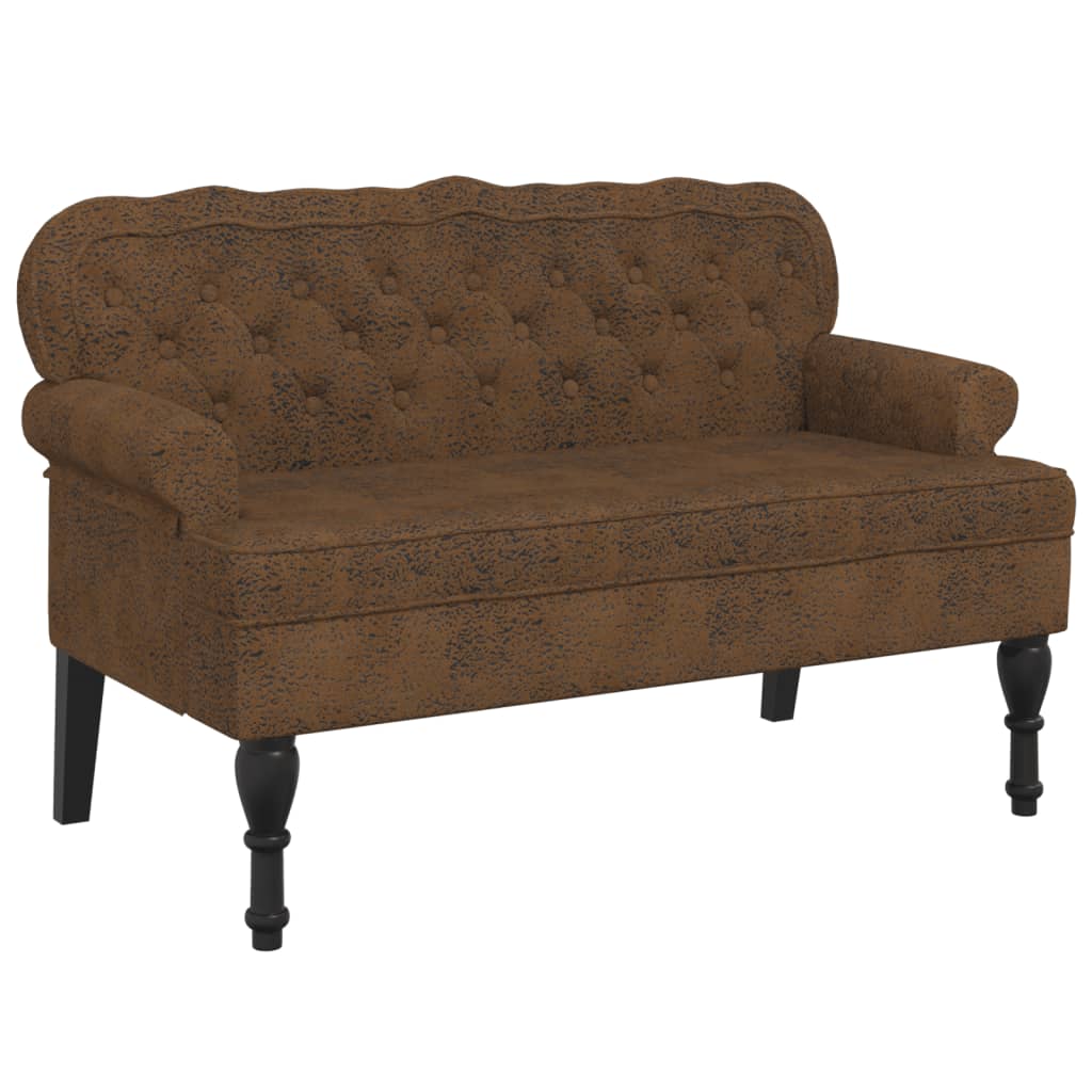 Bankje met rugleuning 119,5x64,5x75 cm kunstsuèdeleer bruin is nu te koop bij PeponiXL, paradijselijk wonen!