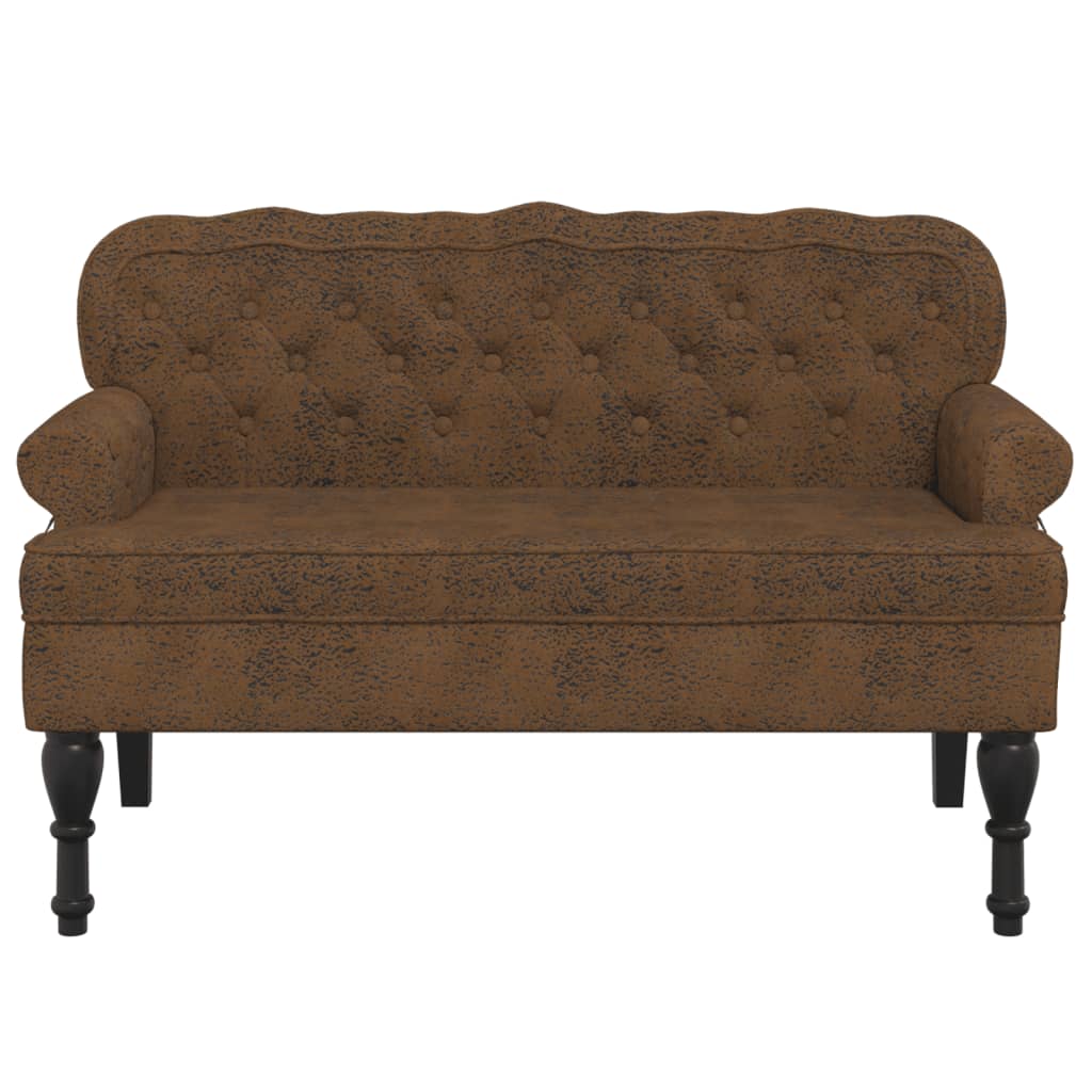 Bankje met rugleuning 119,5x64,5x75 cm kunstsuèdeleer bruin is nu te koop bij PeponiXL, paradijselijk wonen!