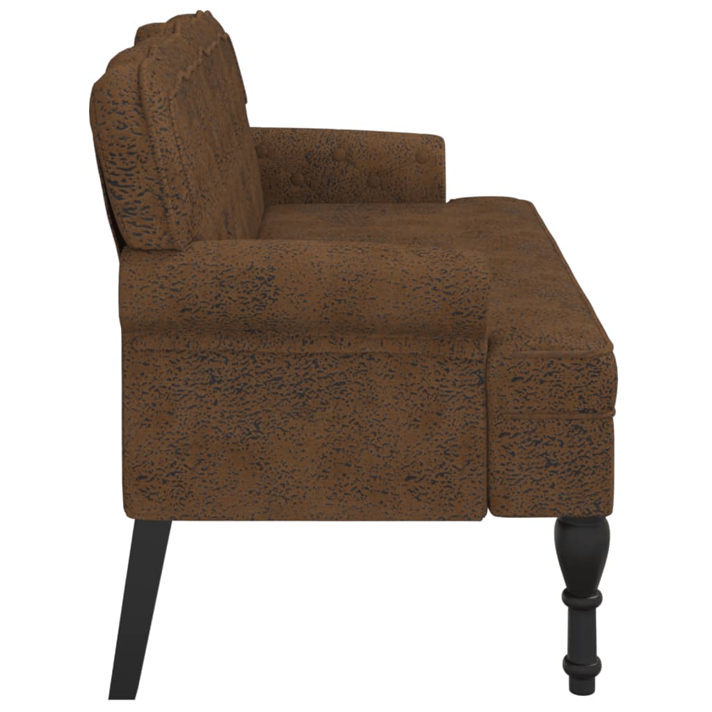 Bankje met rugleuning 119,5x64,5x75 cm kunstsuèdeleer bruin is nu te koop bij PeponiXL, paradijselijk wonen!