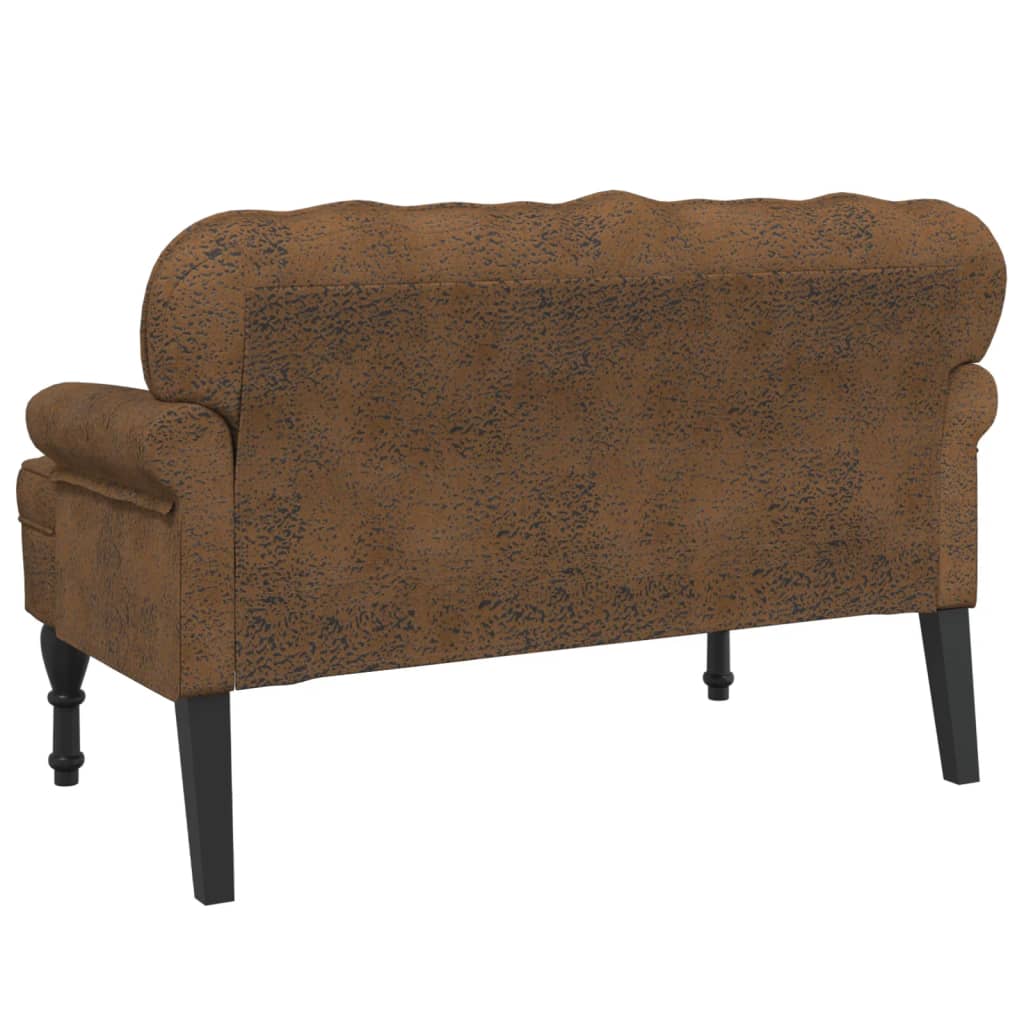 Bankje met rugleuning 119,5x64,5x75 cm kunstsuèdeleer bruin is nu te koop bij PeponiXL, paradijselijk wonen!