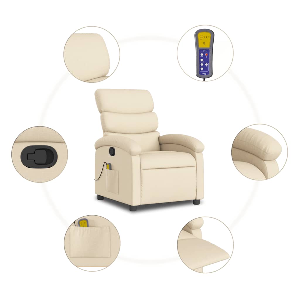 Massagestoel verstelbaar stof crèmekleurig is nu te koop bij PeponiXL, paradijselijk wonen!