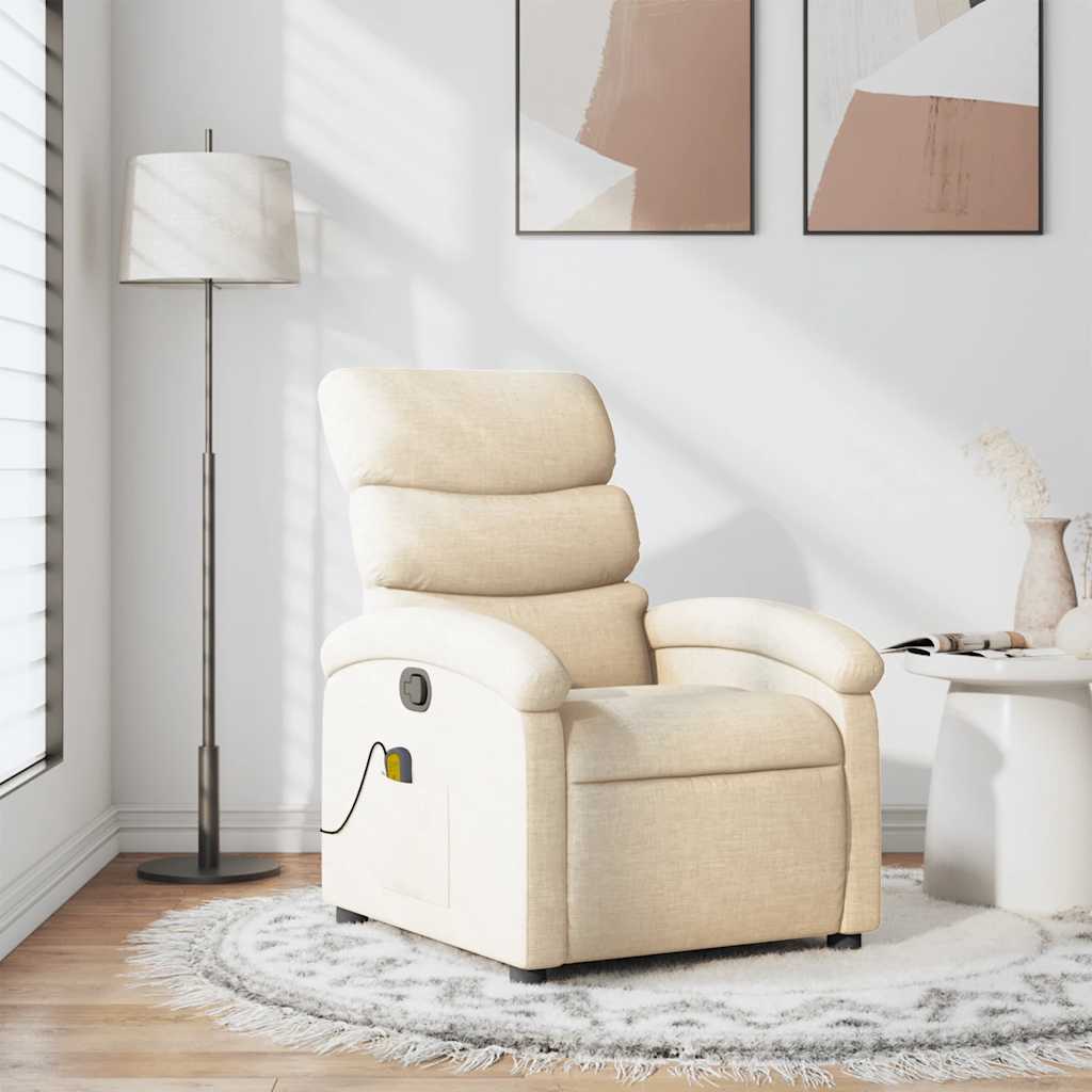 Massagestoel verstelbaar stof crèmekleurig is nu te koop bij PeponiXL, paradijselijk wonen!