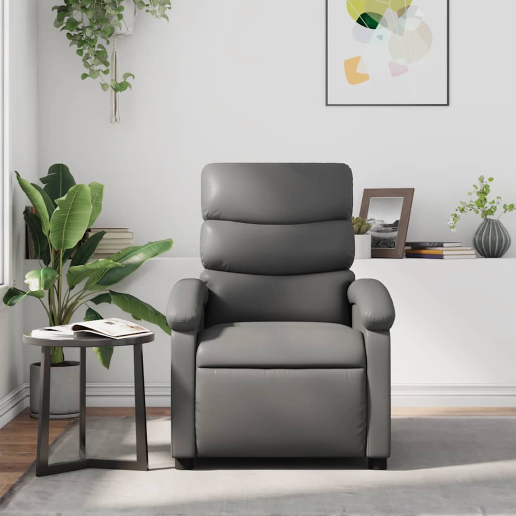 Fauteuil verstelbaar kunstleer grijs is nu te koop bij PeponiXL, paradijselijk wonen!
