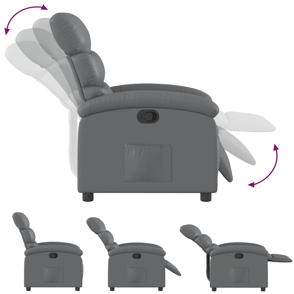 Fauteuil verstelbaar kunstleer grijs is nu te koop bij PeponiXL, paradijselijk wonen!