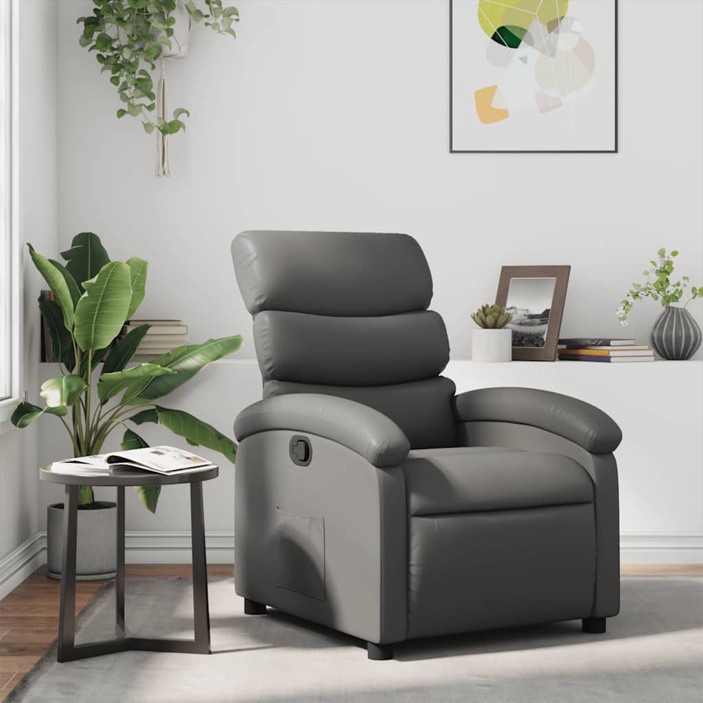 Fauteuil verstelbaar kunstleer grijs is nu te koop bij PeponiXL, paradijselijk wonen!
