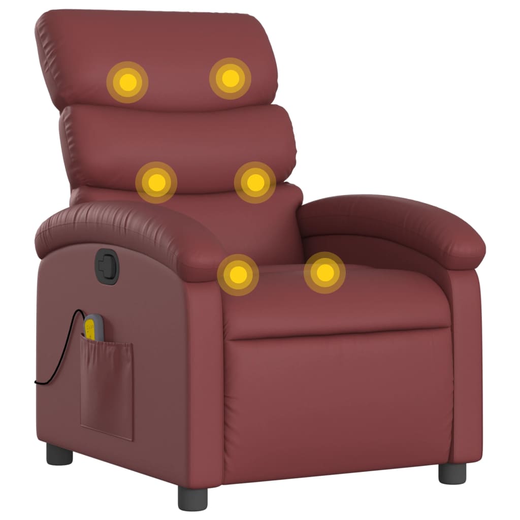 Massagestoel verstelbaar kunstleer wijnrood is nu te koop bij PeponiXL, paradijselijk wonen!