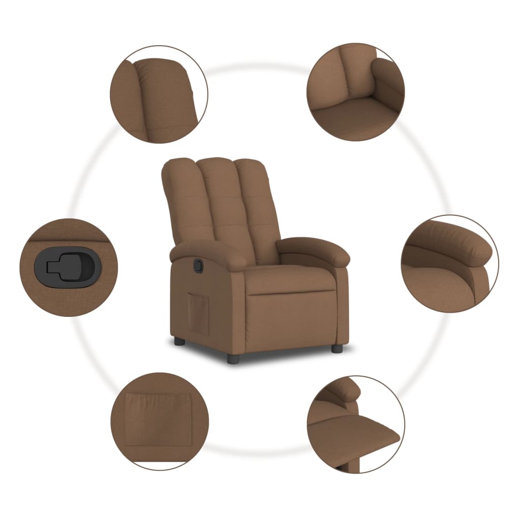 Fauteuil verstelbaar stof bruin is nu te koop bij PeponiXL, paradijselijk wonen!