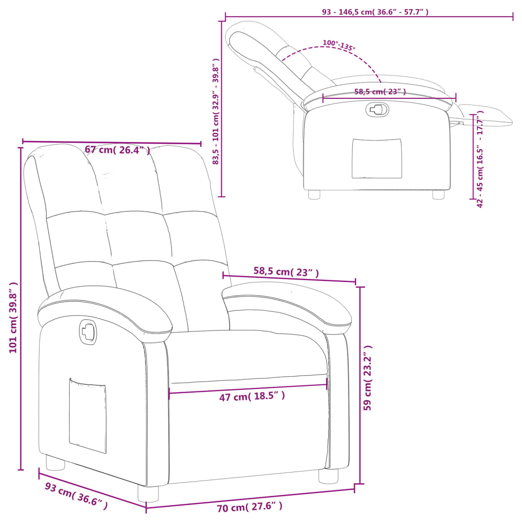 Fauteuil verstelbaar stof donkerbruin is nu te koop bij PeponiXL, paradijselijk wonen!