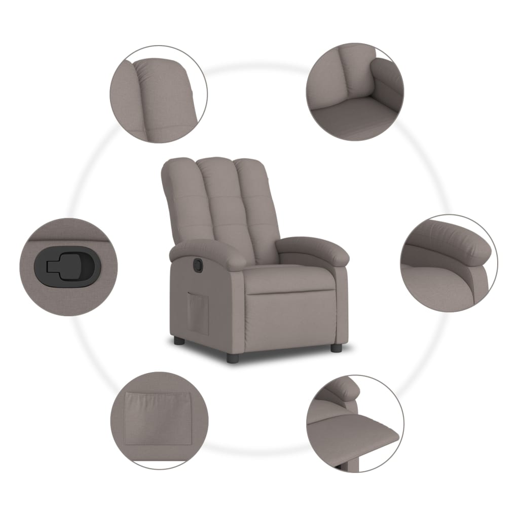 Fauteuil verstelbaar stof taupe is nu te koop bij PeponiXL, paradijselijk wonen!