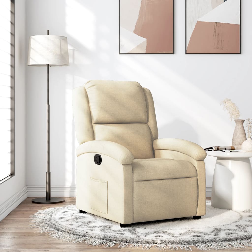 Fauteuil verstelbaar stof crèmekleurig is nu te koop bij PeponiXL, paradijselijk wonen!