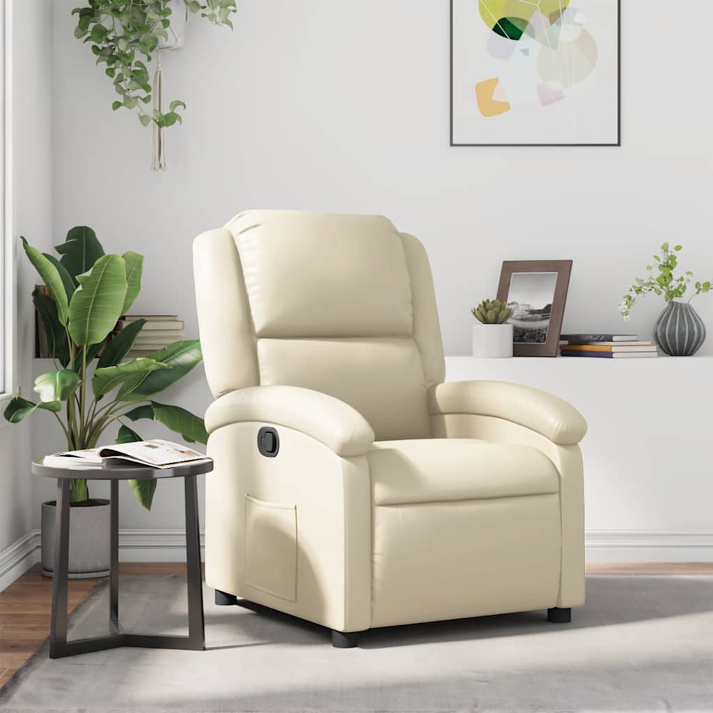 Fauteuil verstelbaar kunstleer crèmekleurig is nu te koop bij PeponiXL, paradijselijk wonen!