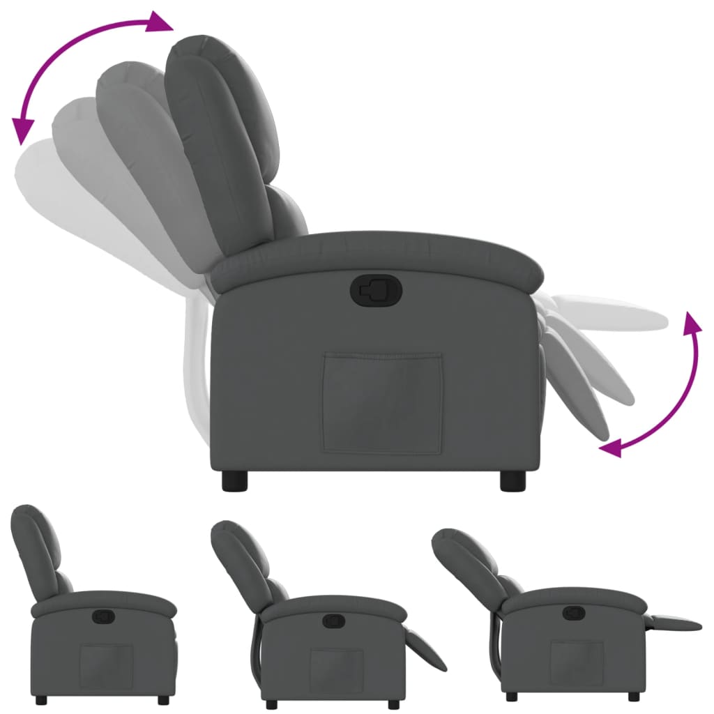 Fauteuil verstelbaar kunstleer grijs is nu te koop bij PeponiXL, paradijselijk wonen!